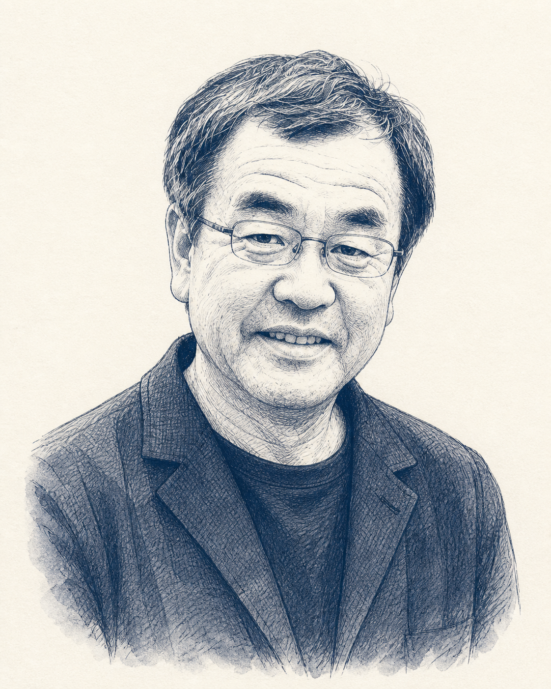 建築家隈研吾(くま・けんご)の肖像イラスト
